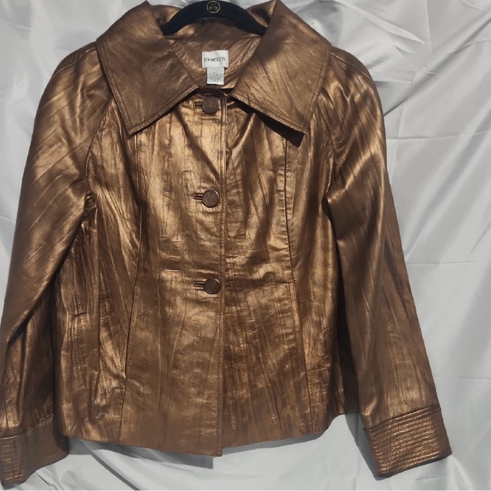 Chico's Leather Bronze Metallic Women's Jacket